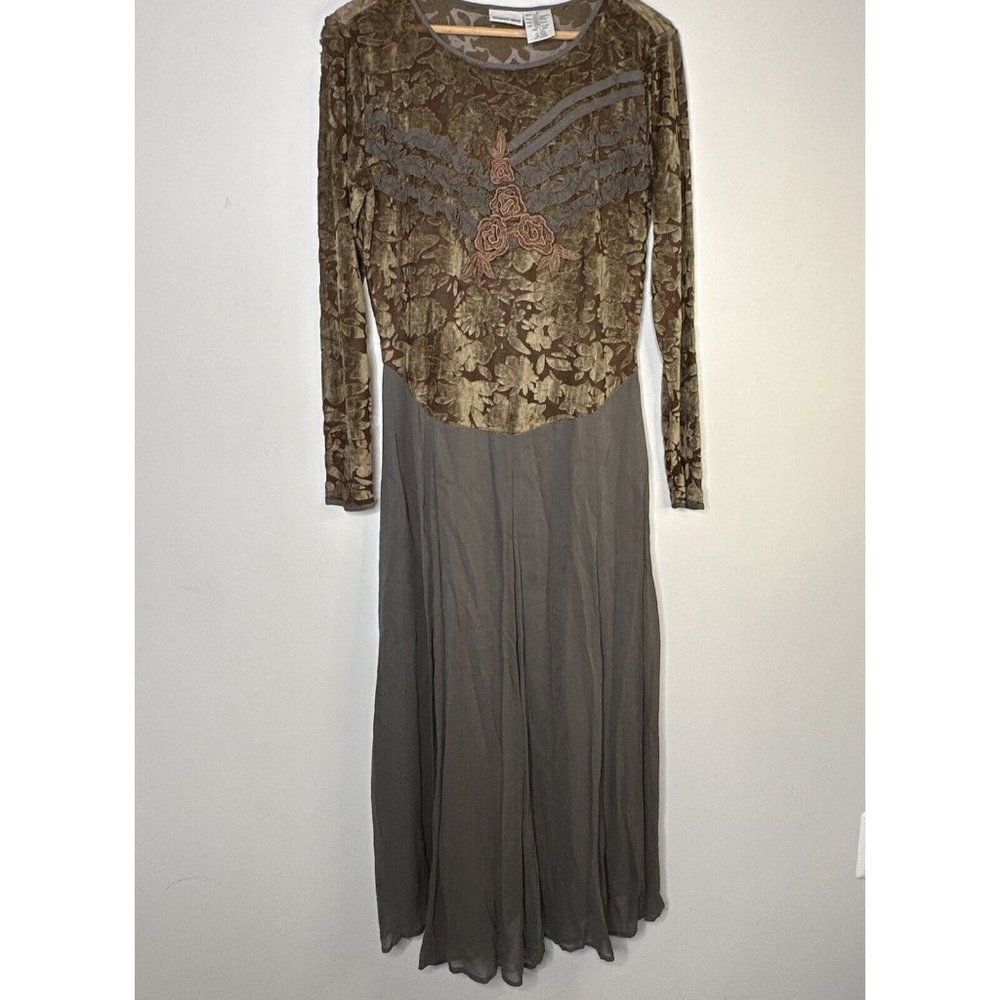 Vintage 90s Women’s 8 Whimsigoth Dress Dark Romantic Boho Embroidered Witchy